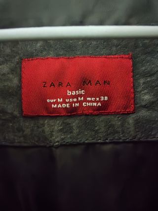 Chaqueta gris de cuero Zara Man