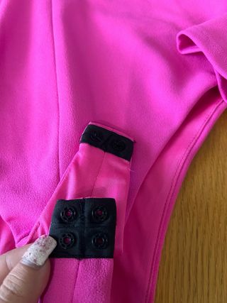Body Zara Manga Larga Escote Pico Rosa talla s