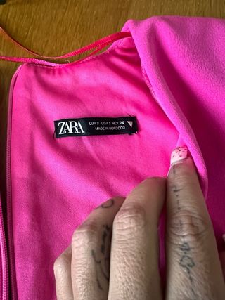Body Zara Manga Larga Escote Pico Rosa talla s