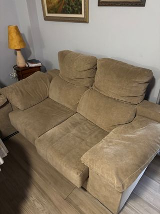 Sofá 2 plazas beige tela
