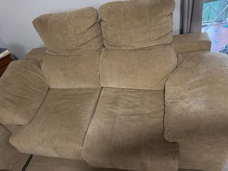Sofá 2 plazas beige tela
