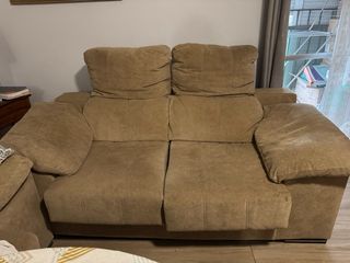 Sofá 2 plazas beige tela