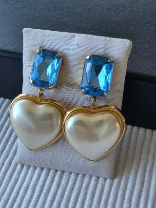 Pendientes bisutería metal dorado corazón