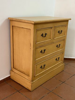 Cómoda de madera 3 cajones amarilla