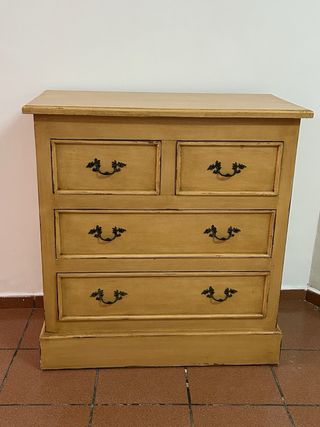 Cómoda de madera 3 cajones amarilla