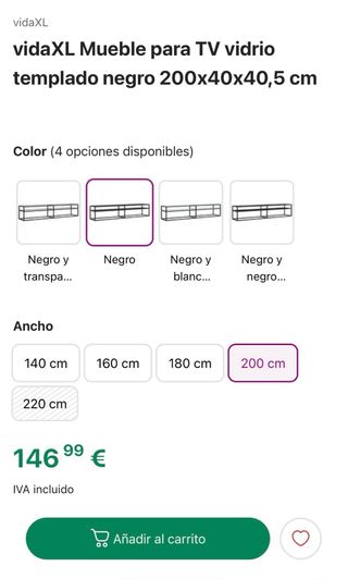 Mobile TV in vetro nero e metallo