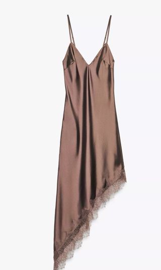 Vestido Zara encaje marrón, agotado en web y shops