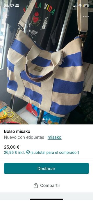 Bolso Misako rayas azul y beige