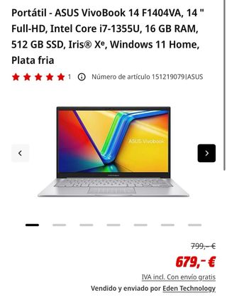 Asus Vivobook F1404VA I7 1355u / 16Gb/512Gb NUEVO!