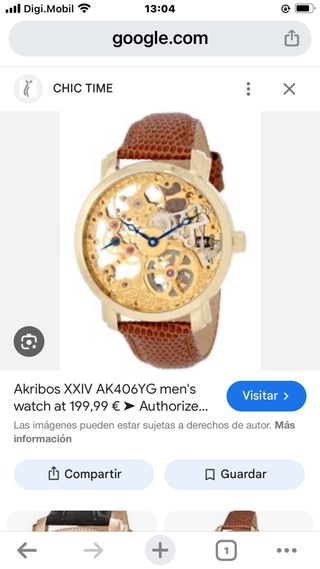 Reloj Akribos XXIV Mecánico Piel Dorado
