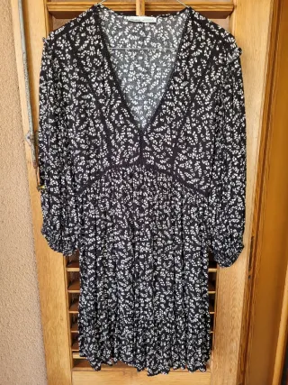 Vestito Pull&Bear fantasia floreale nero S
