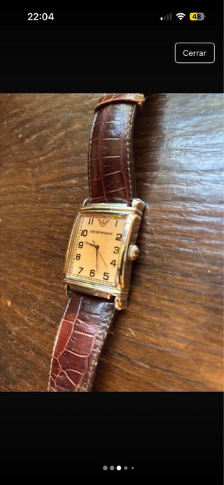 Reloj Emporio Armani Rectangular Plata y Marrón