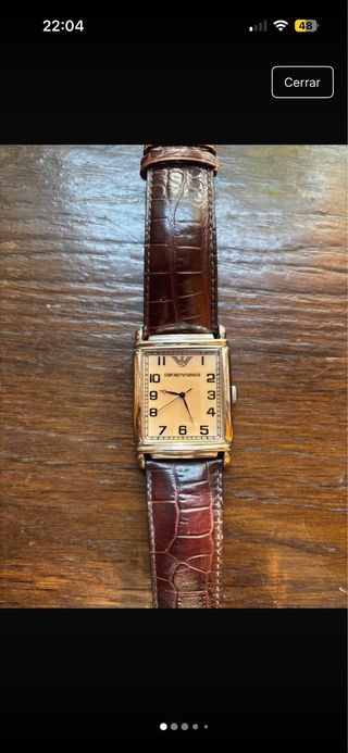 Reloj Emporio Armani Rectangular Plata y Marrón