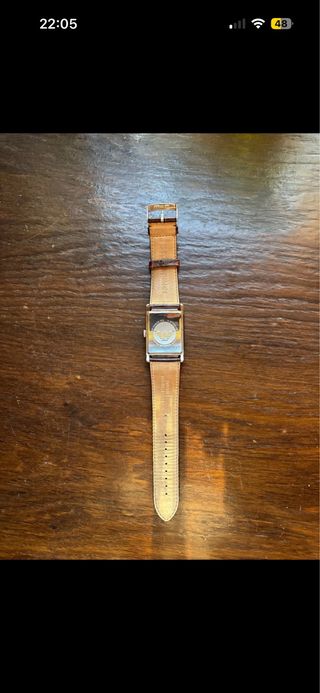 Reloj Emporio Armani Rectangular Plata y Marrón