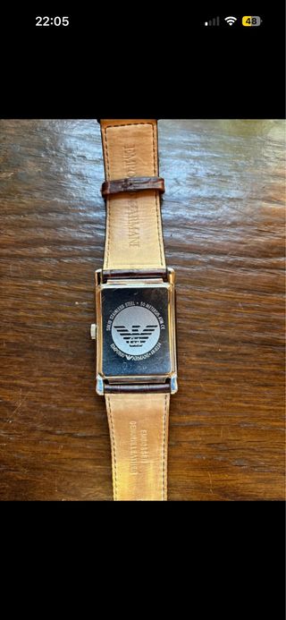 Reloj Emporio Armani Rectangular Plata y Marrón
