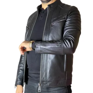 Chaqueta de cuero natural marroquí