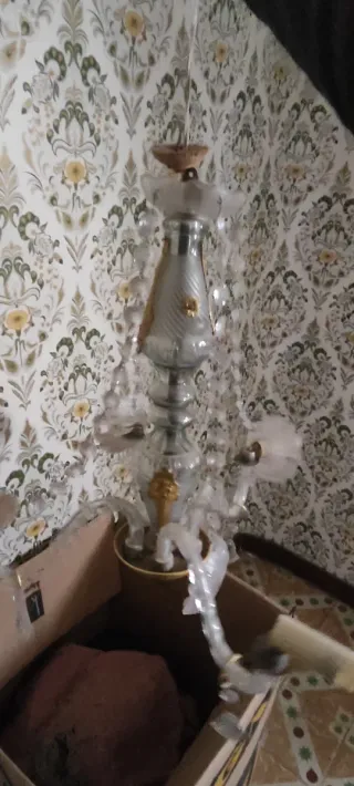 Lámpara de techo antigua de cristal