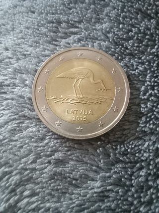 Moneda 2 euros Letonia 2015 cigüeña