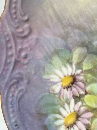 Plato decorativo vintage con aves pintada a mano