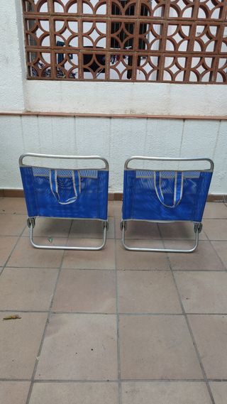 2 Sillas Plegables Playa Azul y Plata
