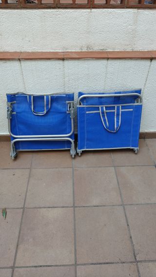 2 Sillas Plegables Playa Azul y Plata