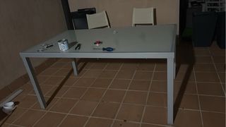 Mesa cristal y metal exterior/interior