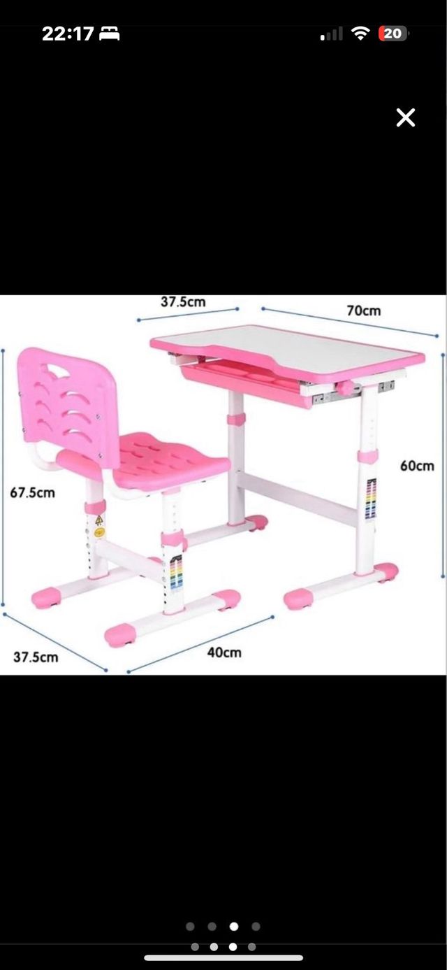 Escritorio y silla infantil rosa