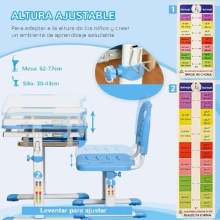 Escritorio y silla infantil rosa y azul
