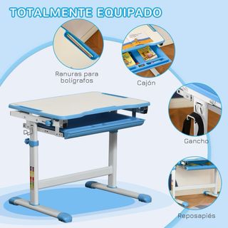 Escritorio y silla infantil rosa y azul