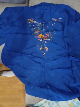 Kimono Azul Bordado Talla Única