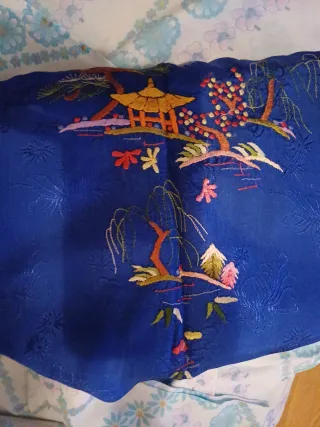 Kimono Azul Bordado Talla Única