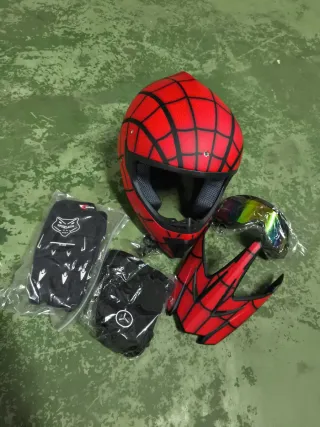 Casco Moto Spiderman Rojo