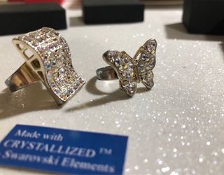 Swarovski Anillo Mariposa y Anillo Onda Swarovski