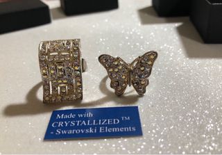 Swarovski Anillo Mariposa y Anillo Onda Swarovski
