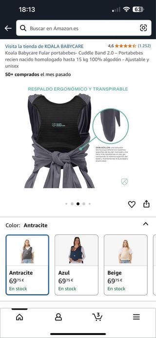 Mochila Portabebés Koala Babycare Antracita