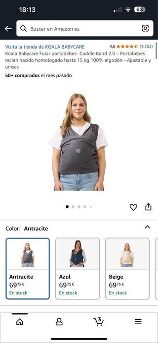 Mochila Portabebés Koala Babycare Antracita
