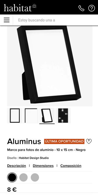 Marco fotos Habitat negro 3 fotos + 4 marcos
