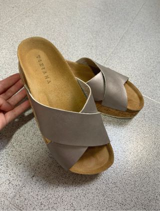 Sandalias Tiziana Plataforma Verano Beige/Plata