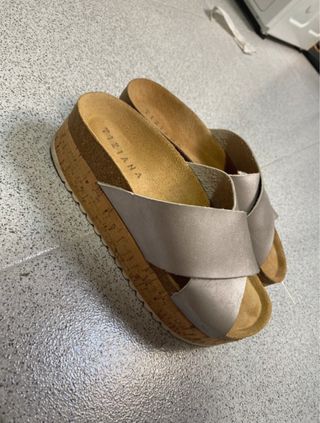 Sandalias Tiziana Plataforma Verano Beige/Plata