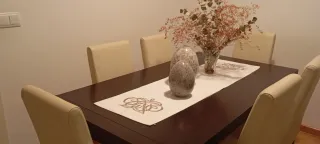 Conjunto de 6 sillas de piel beige