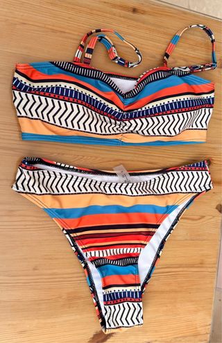 Bikini 4 piezas estampado étnico