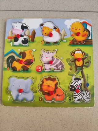 Puzzle madera animales y números infantil