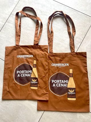 Coppia Borse Shopper Birra Grimbergen Nuove