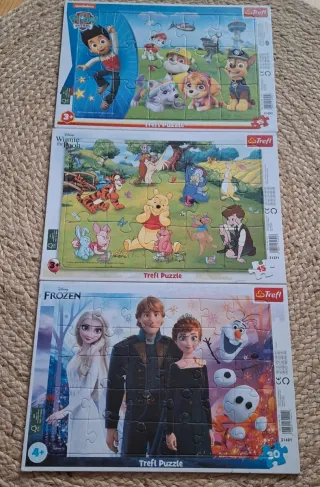 Lote 3 Puzzles Infantiles: Patrulla canina,  froze