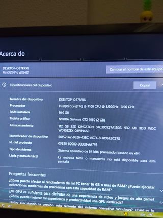 PC Torre Intel Core i3 16GB RAM GTX 1050