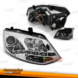FAROS LUZ DIURNA LED PARA VW POLO, 10-14. CRISTAL