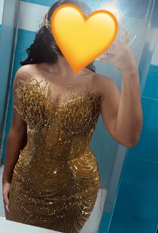 Vestido de fiesta dorado vestido único!