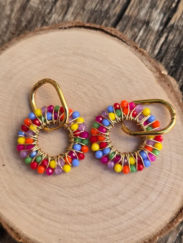 Pendientes Aro Piedras Multicolor