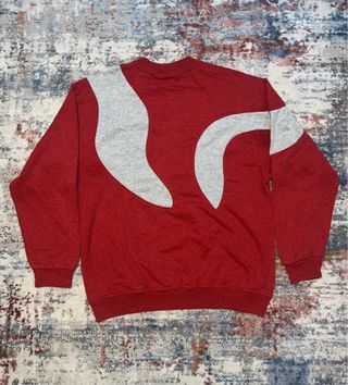Sudadera Adidas Vintage Roja Gris Logo Bordado