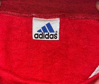 Sudadera Adidas Vintage Roja Gris Logo Bordado